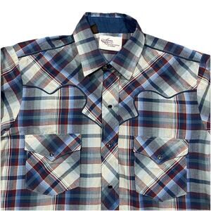 Vintage Kenny Rogers Western Plaid Snap Shirt Medium USA Made